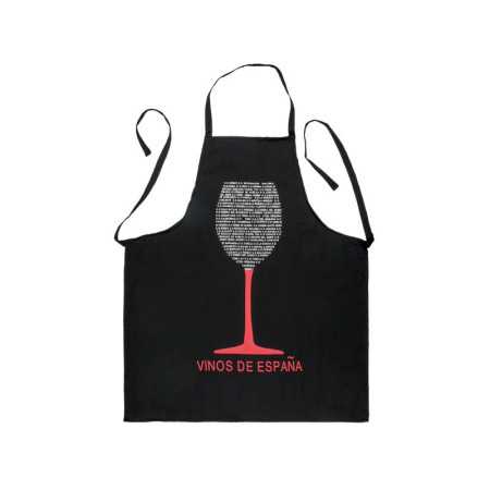 Avental preto com desenho de taça de vinho 2