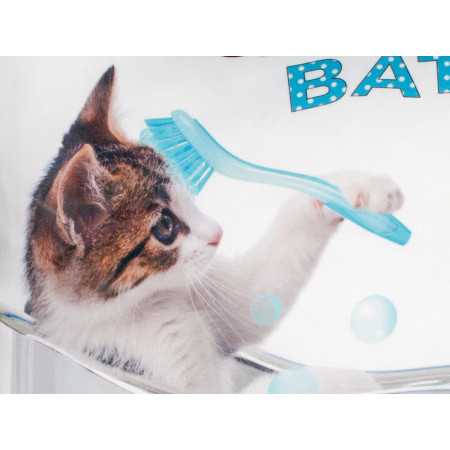 Almofada branca com desenho de gato na banheira 2