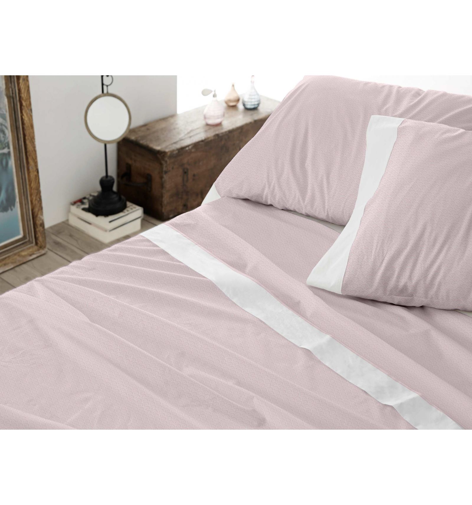 Juego de sábanas 100% algodón sostenible blanco 4 piezas cama 150