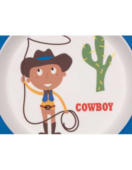 Juego de vajilla infantil 5 piezas Cowboy