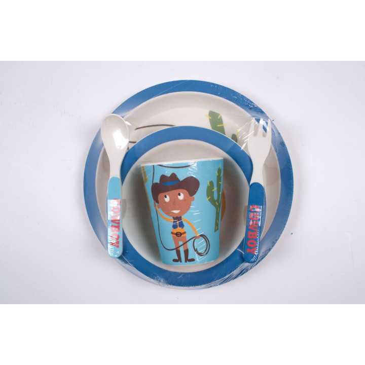 Jogo de louça infantil 5 peças Cowboy