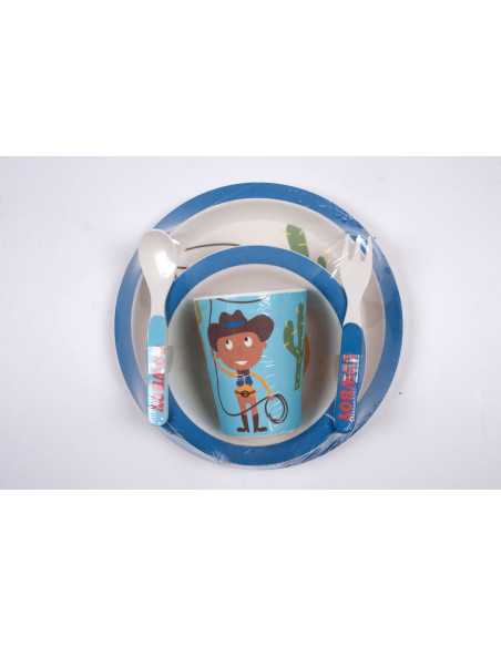 Juego de vajilla infantil 5 piezas Cowboy