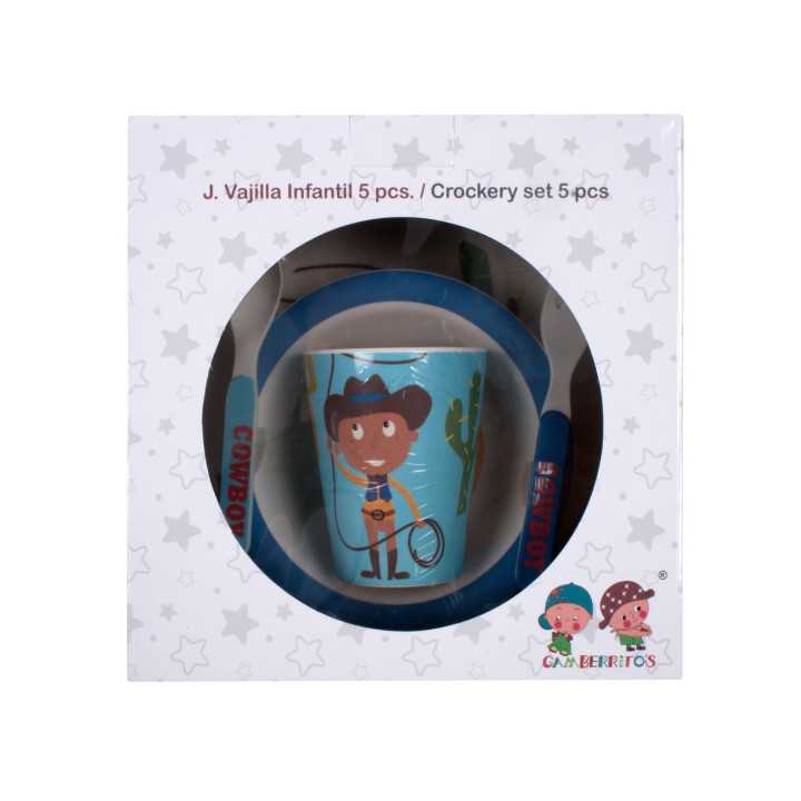 Jogo de louça infantil 5 peças Cowboy