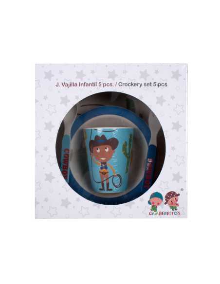 Juego de vajilla infantil 5 piezas Cowboy