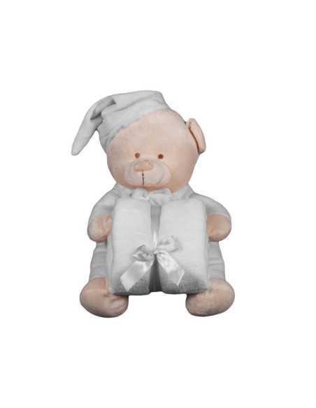 Peluche Manta Osito Gris | Regalo recién nacido | Revitex online