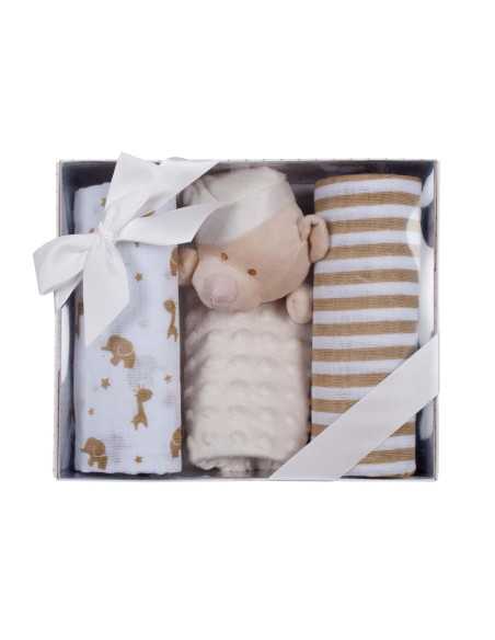 Conjunto de doudou e gaze para crianças | Presente recém-nascido | Revitex