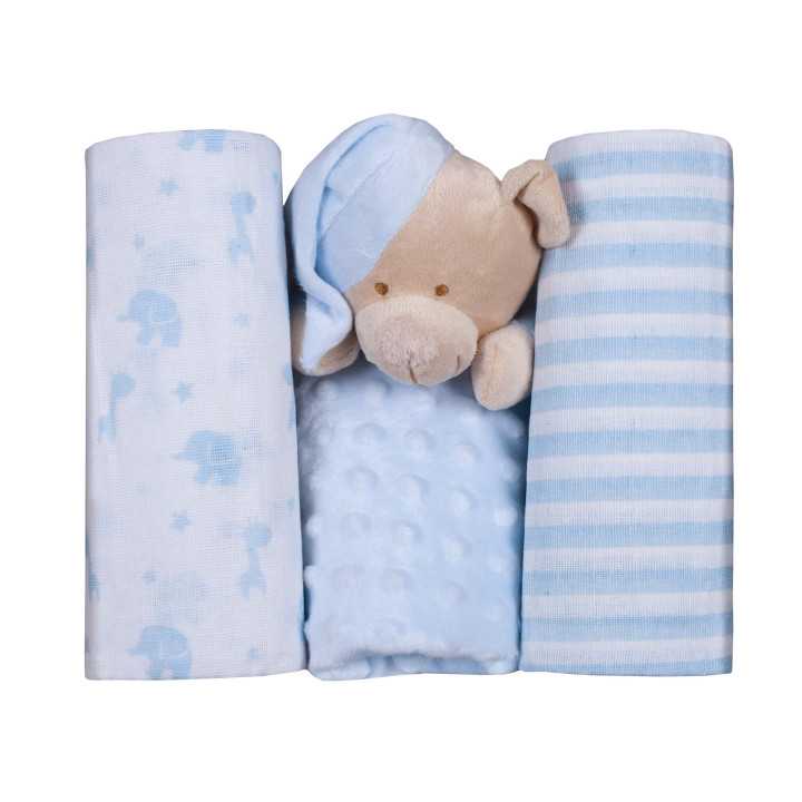 Conjunto de doudou e gaze para crianças | Presente recém-nascido | Revitex