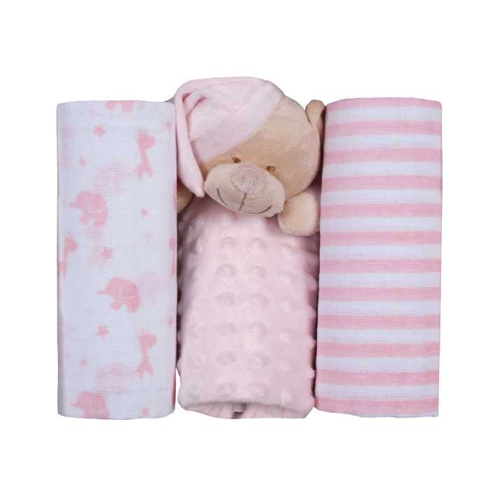Conjunto de doudou e gaze para crianças | Presente recém-nascido | Revitex