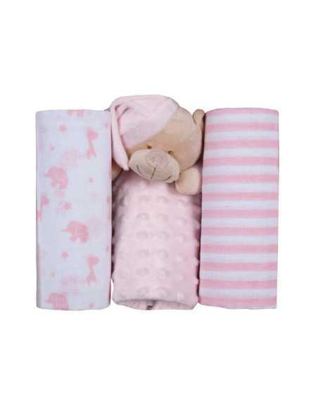 Conjunto de doudou e gaze para crianças | Presente recém-nascido | Revitex