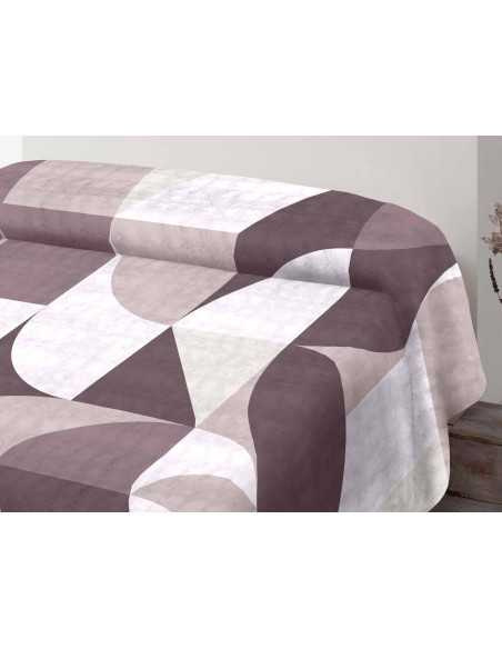 Manta de veludo Mady bege| Cobertor de cama estampado | Revitex