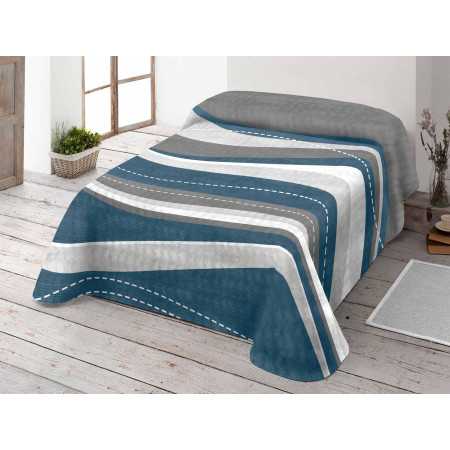 Manta Terciopelo Melba Azul| Manta estampada cama | Revitex online