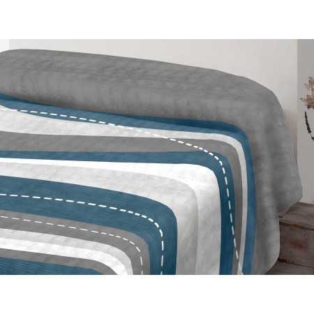 Manta de veludo Melba Azul| Cobertor de cama estampado | Revitex 2