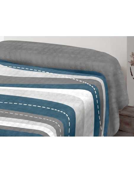 Manta Terciopelo Melba Azul| Manta estampada cama | Revitex online