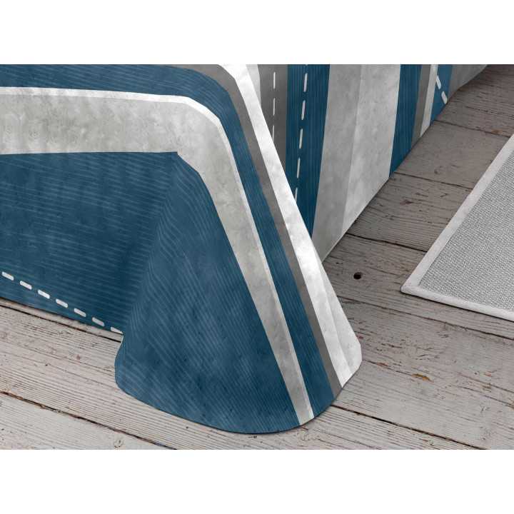 Manta Terciopelo Melba Azul| Manta estampada cama | Revitex online