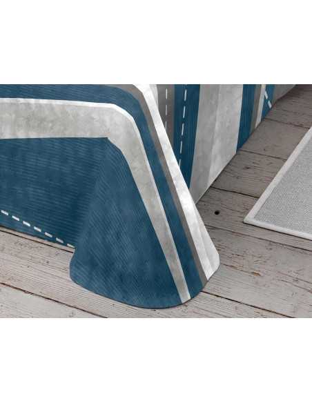 Manta Terciopelo Melba Azul| Manta estampada cama | Revitex online