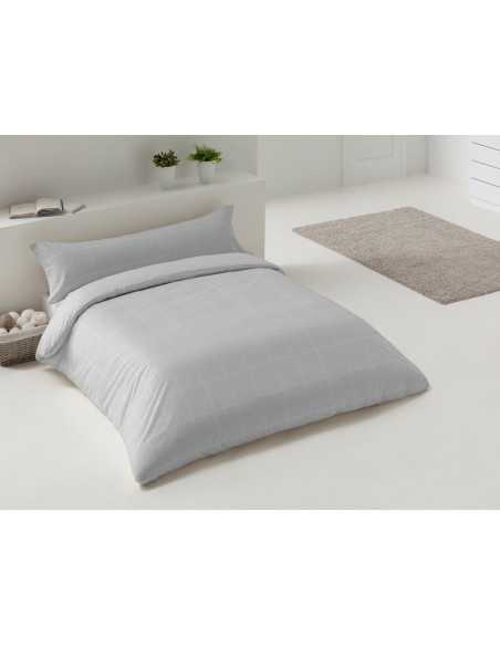 Capa edredão de flanela cinza Estela | Capa de edredão reversível