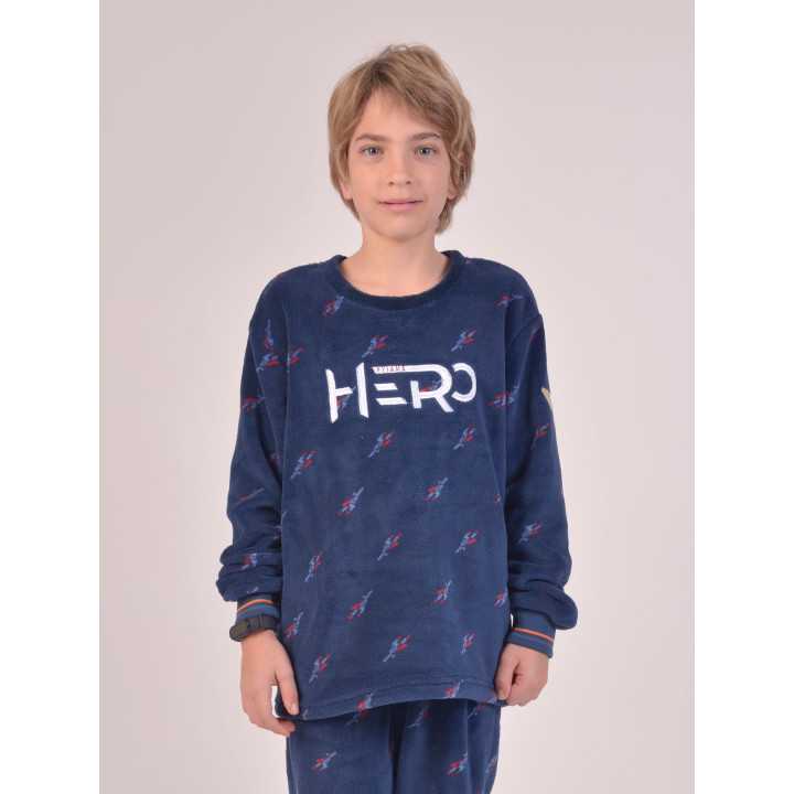 Pijama Privata Terciopelo Hero | Pijama infantil Invierno| Revitex
