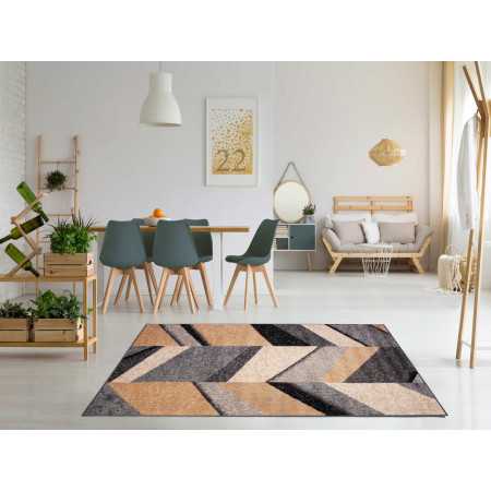 Tapete pelo Yolanda Cinza | Tapete estampado sala de estar e quarto | Revitex