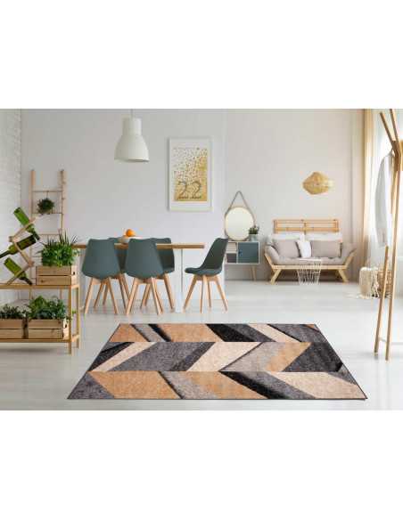 Tapete pelo Yolanda Cinza | Tapete estampado sala de estar e quarto | Revitex