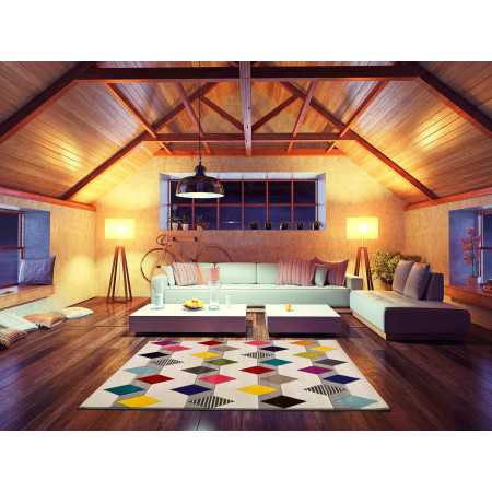 Tapete de losangos boutique | Tapete de pelo curto com desenho de losango