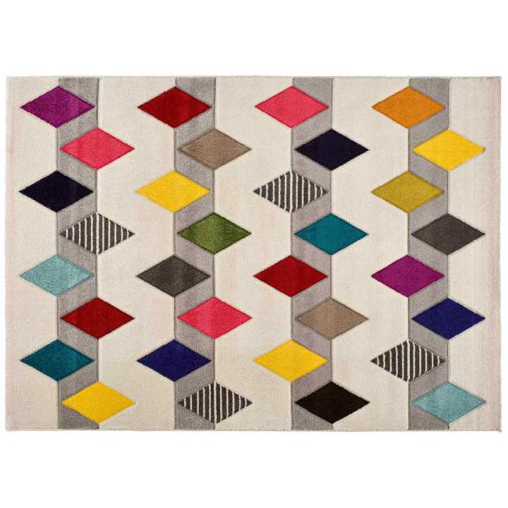 Tapete de losangos boutique | Tapete de pelo curto com desenho de losango