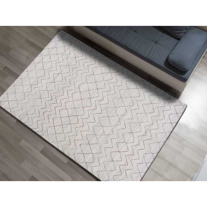 Tapete Berlin Zigzag Cinza | Tapete liso de pelo curto | Revitex