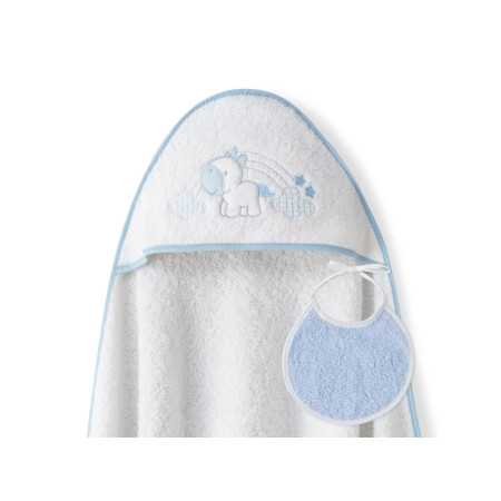 Capa e babador de banho unicórnio | Toalha de bebê | Revitex on-line