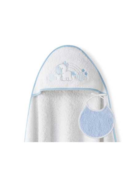 Capa Baño y babero Unicornio | Toalla para bebé | Revitex online
