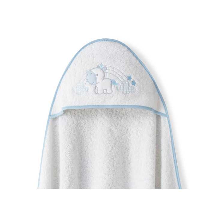 Capa e babador de banho unicórnio | Toalha de bebê | Revitex on-line