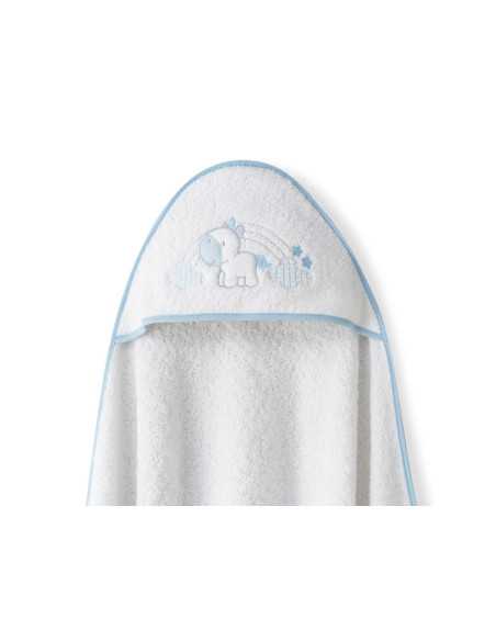 Capa e babador de banho unicórnio | Toalha de bebê | Revitex on-line