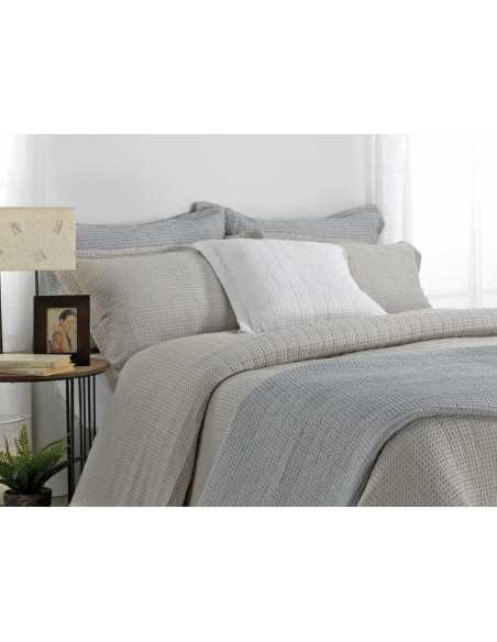 Colcha Bouti Simone cinza | Colcha bordada primavera-verão | Revitex