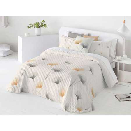 Colcha Bouti reversível Claris Mostarda | Colcha floral verão |Revitex