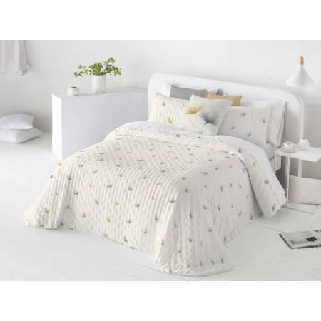 Colcha Bouti reversível Claris Mostarda | Colcha floral verão |Revitex 2