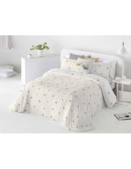 Colcha Bouti Reversible Claris Mostaza | Colcha Verano floral| Revitex