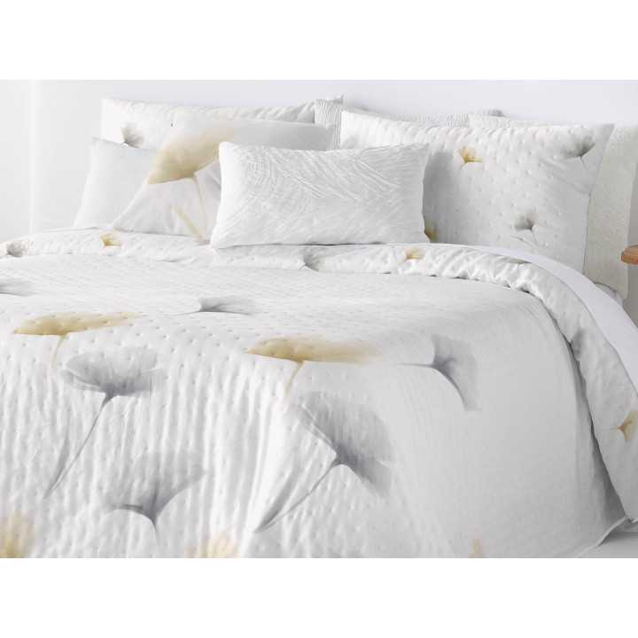 Colcha Bouti reversível Claris Mostarda | Colcha floral verão |Revitex