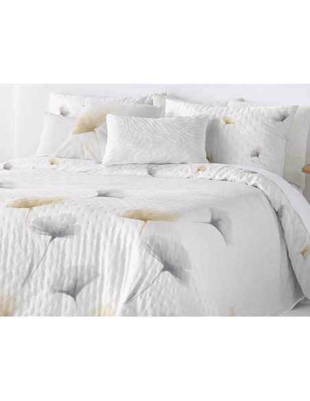 Colcha Bouti Reversible Claris Mostaza | Colcha Verano floral| Revitex