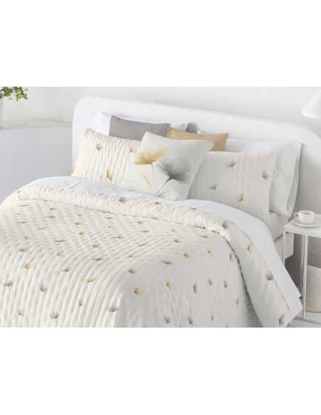 Colcha Bouti Reversible Claris Mostaza | Colcha Verano floral| Revitex