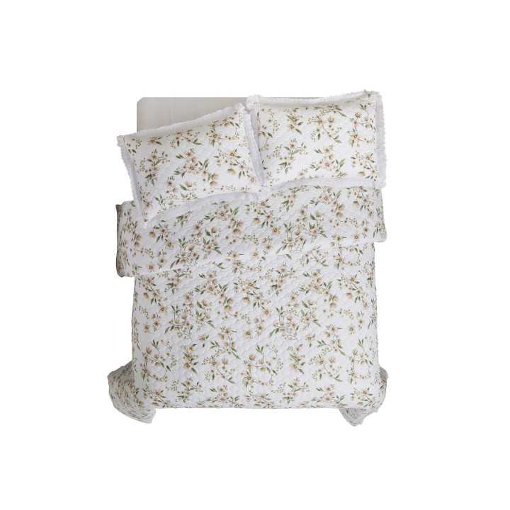 Colcha Bouti Disal Bege | Colcha floral primavera-verão | Revitex