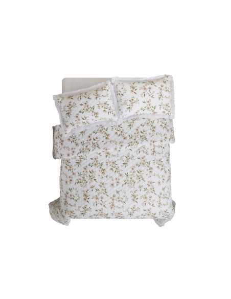 Colcha Bouti Disal Bege | Colcha floral primavera-verão | Revitex