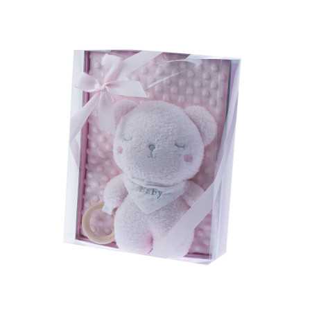 Manta + Peluche Bear Rosa| Regalo bebé | Revitex onine