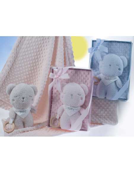 Manta + Peluche Bear Rosa| Regalo bebé | Revitex onine