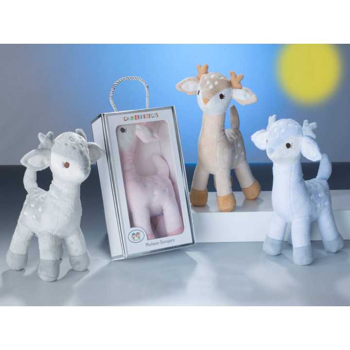Muñeco Sonajero Bambi Rosa| Peluche terciopelo |Revitex Online