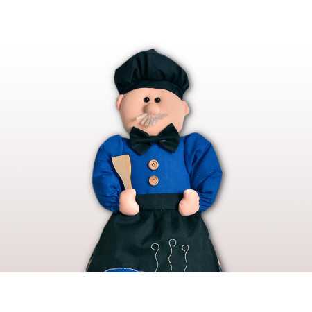 Porta bolsa Chef Azul | Boneca para guardar sacolas | Revitex 2