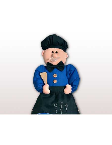 Porta bolsa Chef Azul | Boneca para guardar sacolas | Revitex