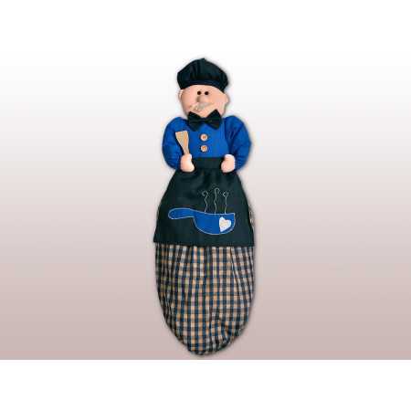 Porta bolsas Cocinero Azul | Muñeca para guardar bolsas | Revitex