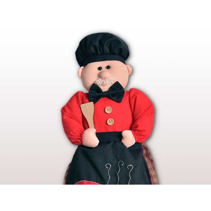 Porta bolsa Chef vermelho| Boneca para guardar sacolas | Revitex