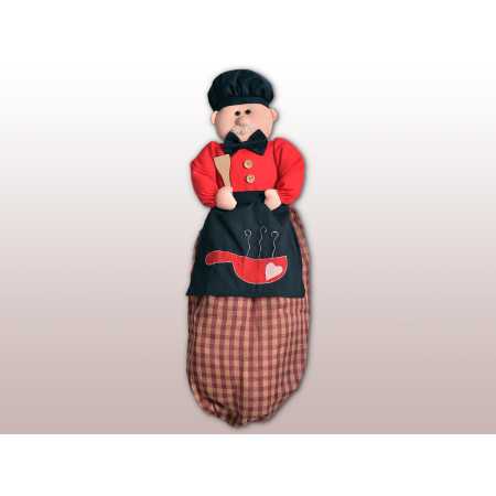 Porta bolsas Cocinero Rojo| Muñeca para guardar bolsas | Revitex