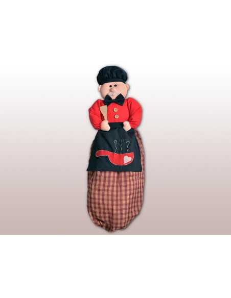 Porta bolsa Chef vermelho| Boneca para guardar sacolas | Revitex