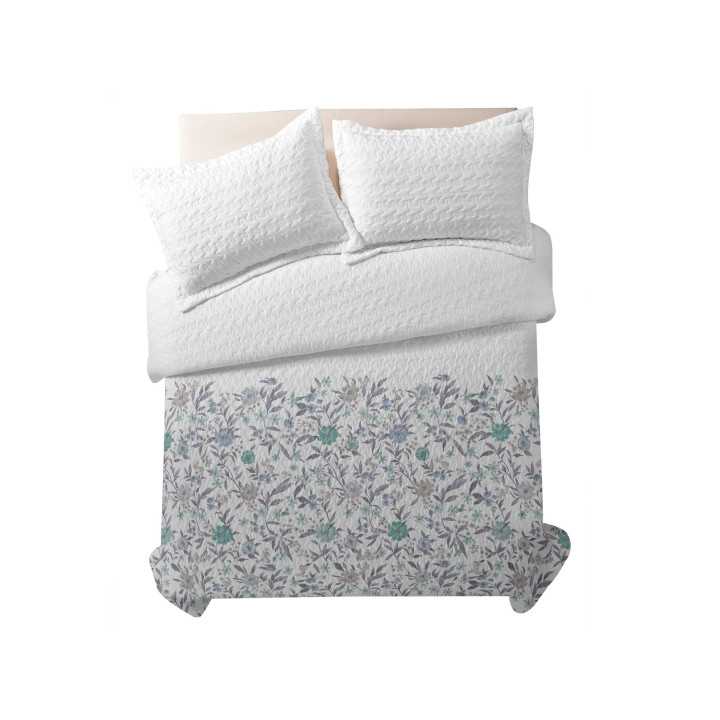 Colcha Bouti Abelar Azul | Colcha floral primavera-verano | Revitex