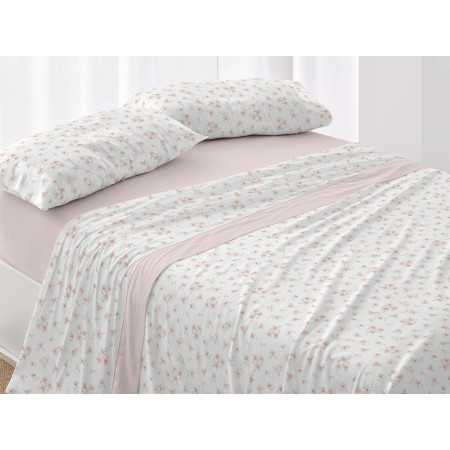 Lençóis Burrito Branco Fabia Rosa | Folhas design exclusivo | Revitex
